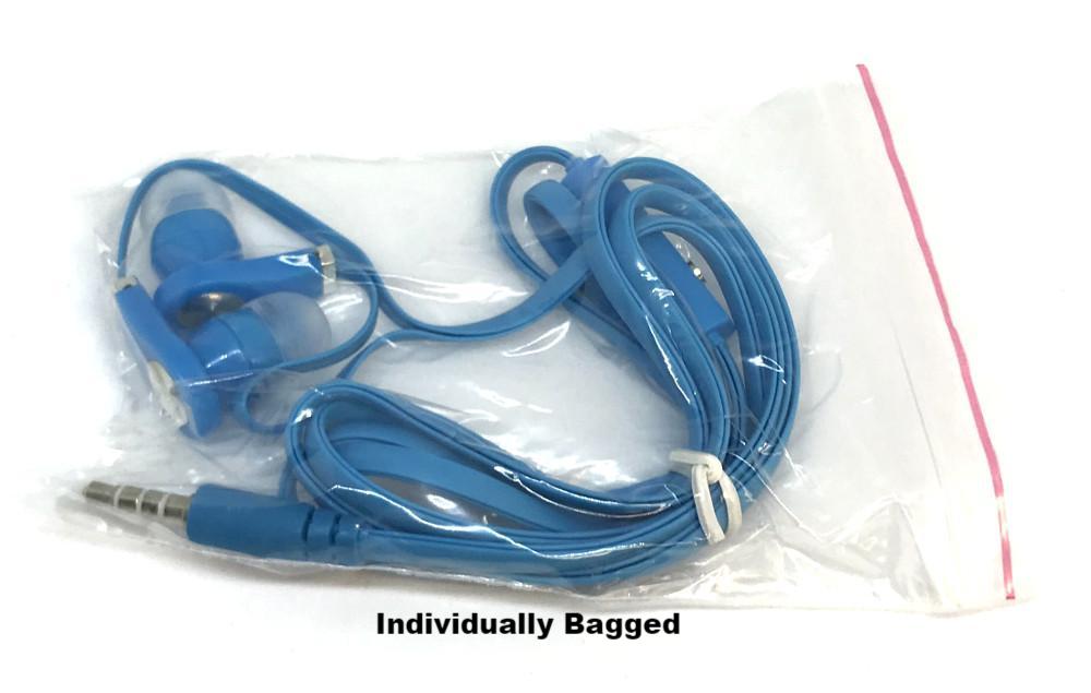 Blue Stereo Deluxe Earbuds With Microphone