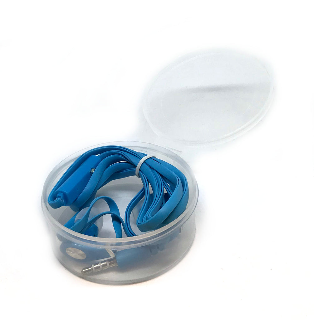 Blue Stereo Deluxe Earbuds With Microphone