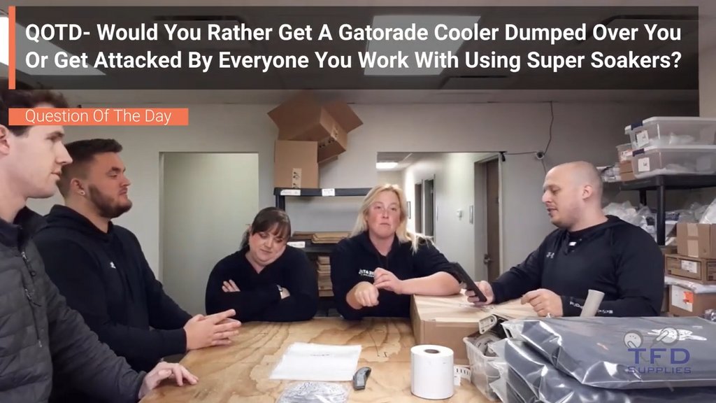 QOTD- Would You Rather Get A Gatorade Cooler Dumped Over You Or Get Attacked By Everyone You Work With Using Super Soakers?