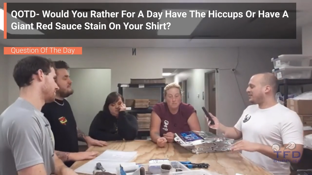 QOTD- Would You Rather For A Day Have The Hiccups Or Have A Giant Red Sauce Stain On Your Shirt?