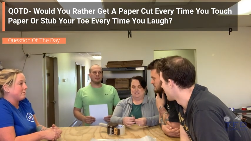 QOTD- Would You Rather Get A Paper Cut Every Time You Touch Paper Or Stub Your Toe Every Time You Laugh?