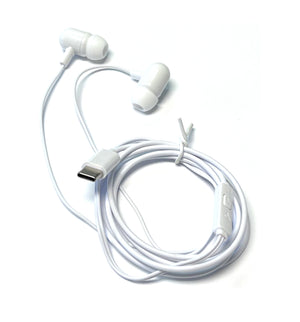 USB C White Stereo Earbuds With Microphone