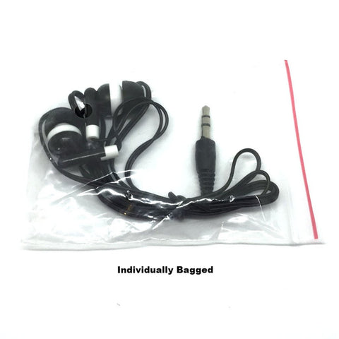 Black Stereo Earbud Headphones (Special Long 4ft Cord)