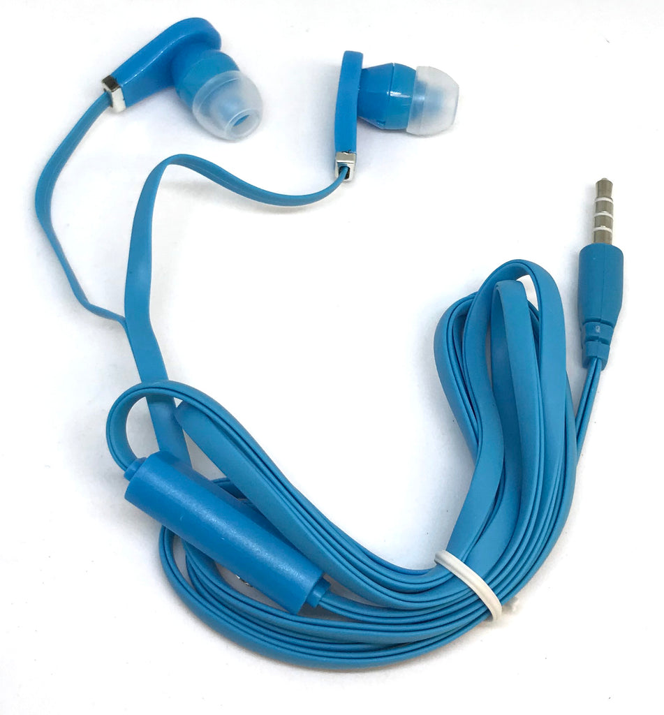 Blue Stereo Deluxe Earbuds With Microphone