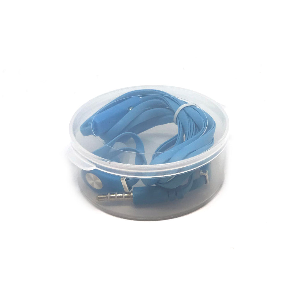 Blue Stereo Deluxe Earbuds With Microphone