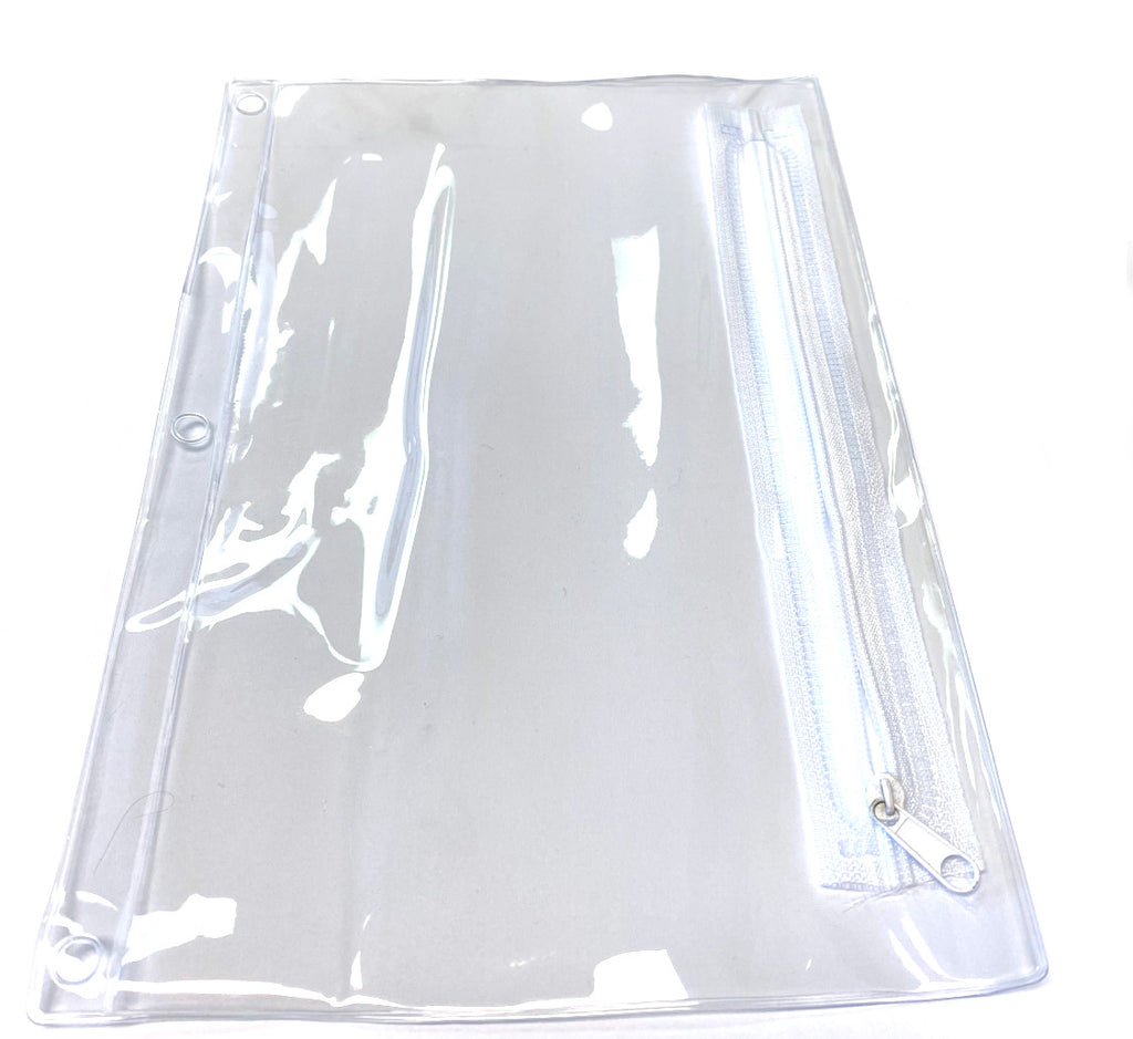 Binder Bag - Clear Plastic With Standard 3 Hole Punch And Zipper