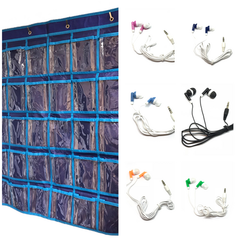 50 Earbuds and Hanging Wall Organizer