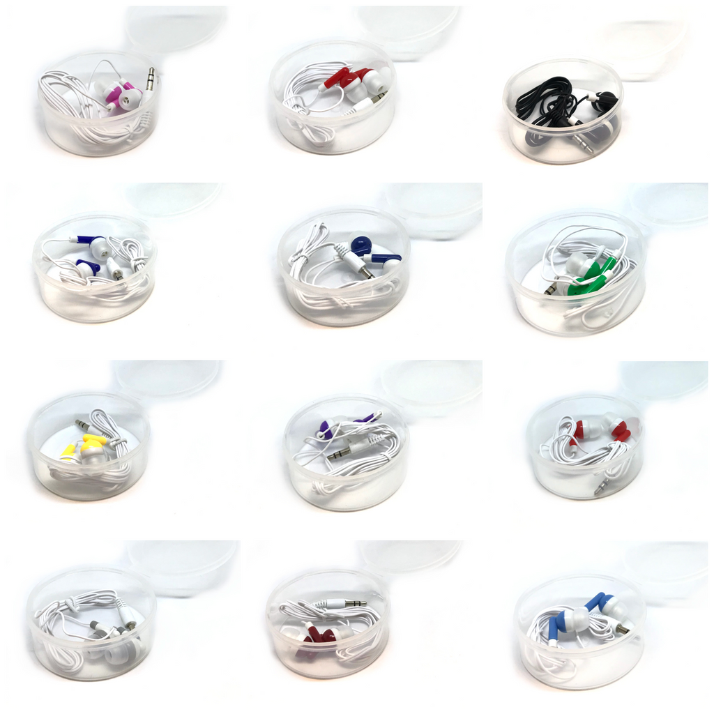 50 Pack Of Earbuds With Hard Shell Case Random Color
